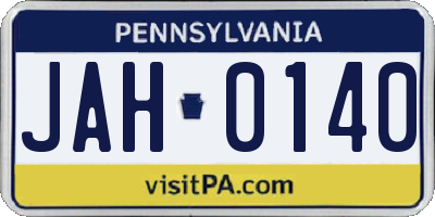 PA license plate JAH0140