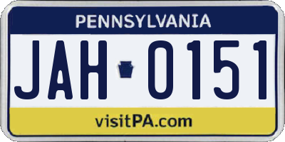 PA license plate JAH0151