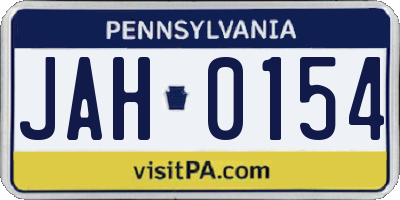 PA license plate JAH0154