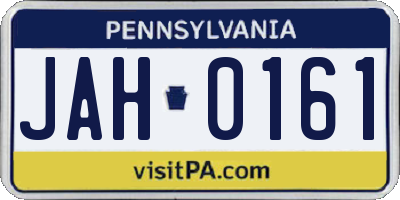 PA license plate JAH0161