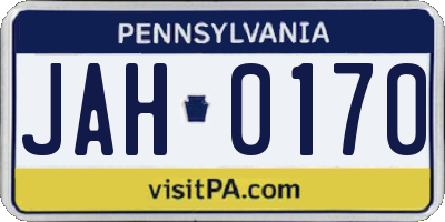 PA license plate JAH0170