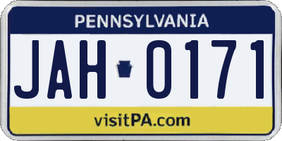 PA license plate JAH0171