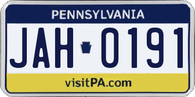 PA license plate JAH0191