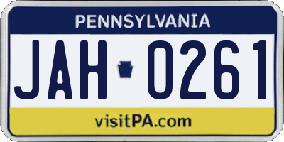 PA license plate JAH0261