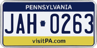 PA license plate JAH0263