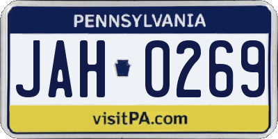 PA license plate JAH0269