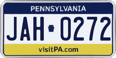 PA license plate JAH0272