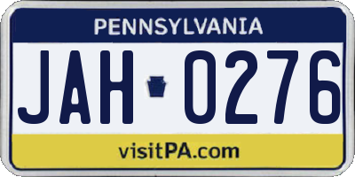 PA license plate JAH0276