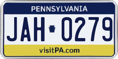 PA license plate JAH0279