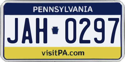 PA license plate JAH0297