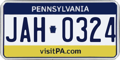 PA license plate JAH0324