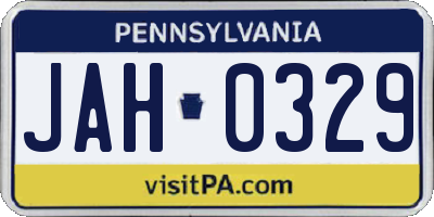 PA license plate JAH0329
