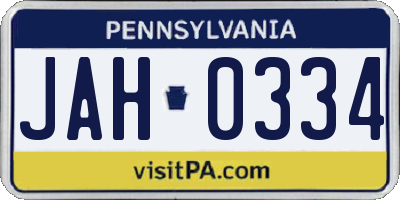 PA license plate JAH0334