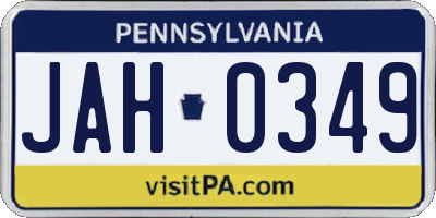 PA license plate JAH0349