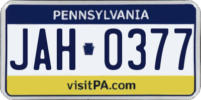 PA license plate JAH0377