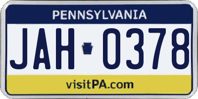 PA license plate JAH0378