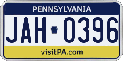 PA license plate JAH0396