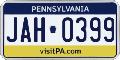 PA license plate JAH0399