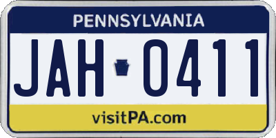 PA license plate JAH0411