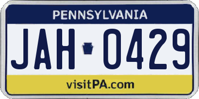 PA license plate JAH0429