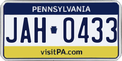 PA license plate JAH0433