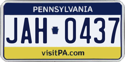 PA license plate JAH0437