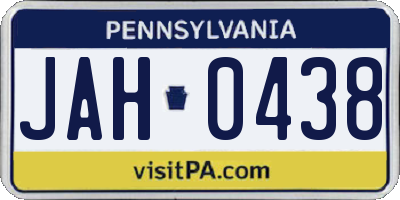 PA license plate JAH0438