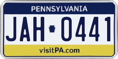 PA license plate JAH0441