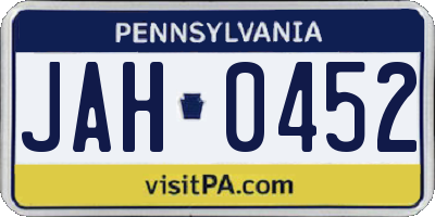 PA license plate JAH0452