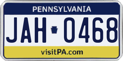 PA license plate JAH0468