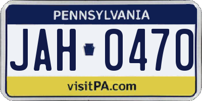 PA license plate JAH0470