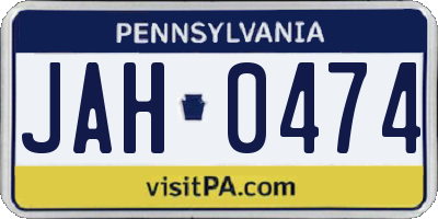 PA license plate JAH0474