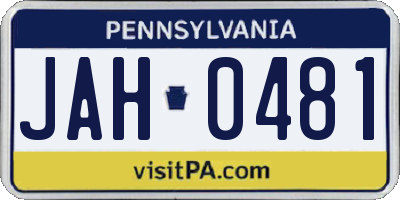 PA license plate JAH0481