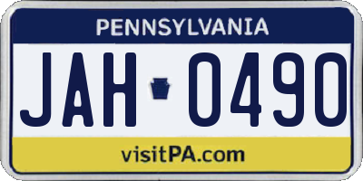 PA license plate JAH0490