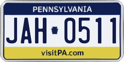 PA license plate JAH0511