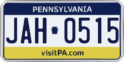 PA license plate JAH0515