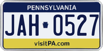 PA license plate JAH0527
