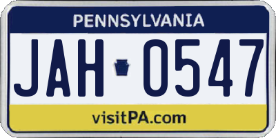 PA license plate JAH0547