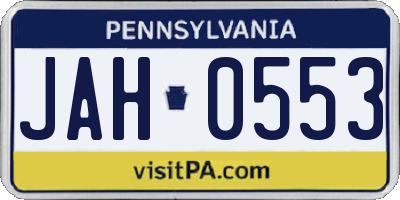 PA license plate JAH0553