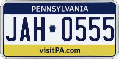 PA license plate JAH0555