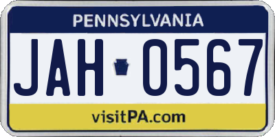 PA license plate JAH0567