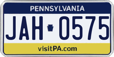 PA license plate JAH0575