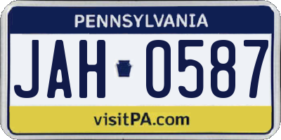 PA license plate JAH0587
