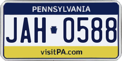 PA license plate JAH0588
