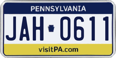 PA license plate JAH0611