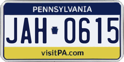 PA license plate JAH0615