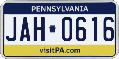 PA license plate JAH0616