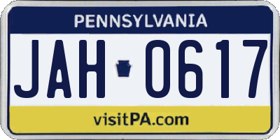 PA license plate JAH0617