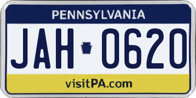 PA license plate JAH0620