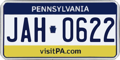 PA license plate JAH0622